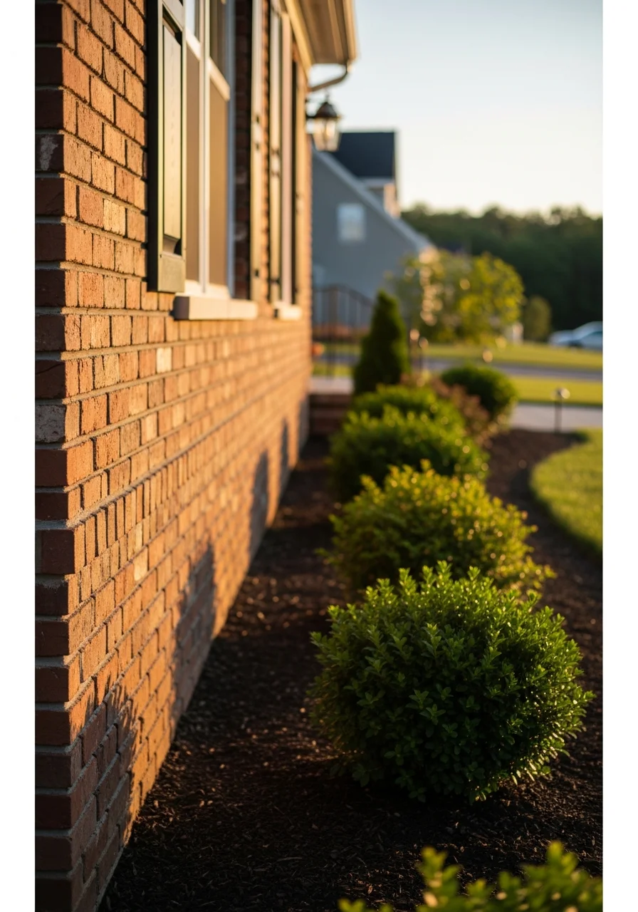 Close-up of quality exterior work on a brick colonial-style home in Atkinson.